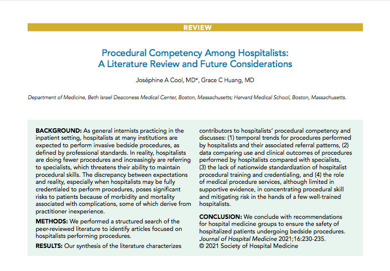 Are hospitalist-led medical procedure services ready for prime-time? Check out the latest review by @JosephineCool1 @GraceHuangMD @bidhospitalist to find out more 🏥 fal.cn/3eAOM