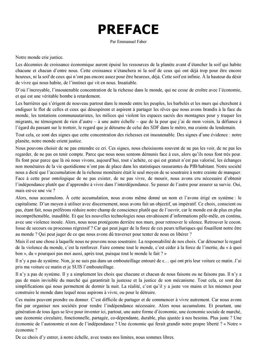 EmmanuelFaber's tweet photo. Après le temps de l’action, aujourd’hui est un moment de jachère. J’y accueille les réflexions, les échanges, les lectures. Dont ce texte, écrit en préface à un livre paru en 2018. Il m’apparaît comme une feuille de route pour continuer à ouvrir la voie ensemble, demain. https://t.co/7RhgeKdqW4