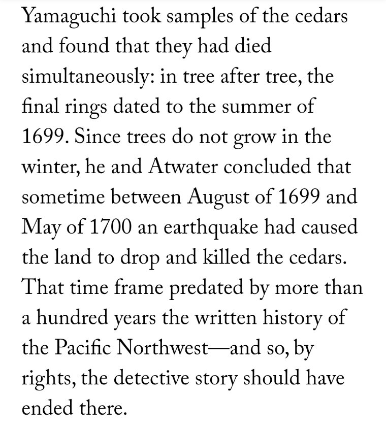 the archaeology of ancient sea-devoured evidence is fascinating stuffalso FYI if your not aware the Pacific Northwest is probably going to be destroyed in the next couple hundred yearscould go off anytime too https://www.newyorker.com/magazine/2015/07/20/the-really-big-one