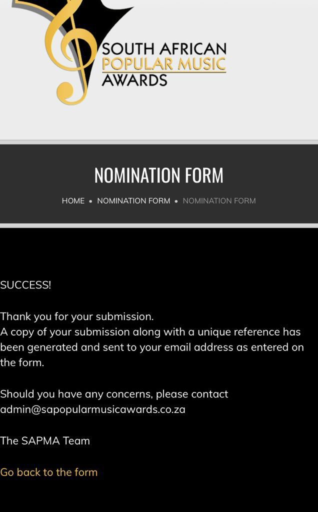 @GINGER_KELE <a href="/TheSAPMAs/">The South African Popular Music Awards</a> Submitted my entry,my fav better win😎