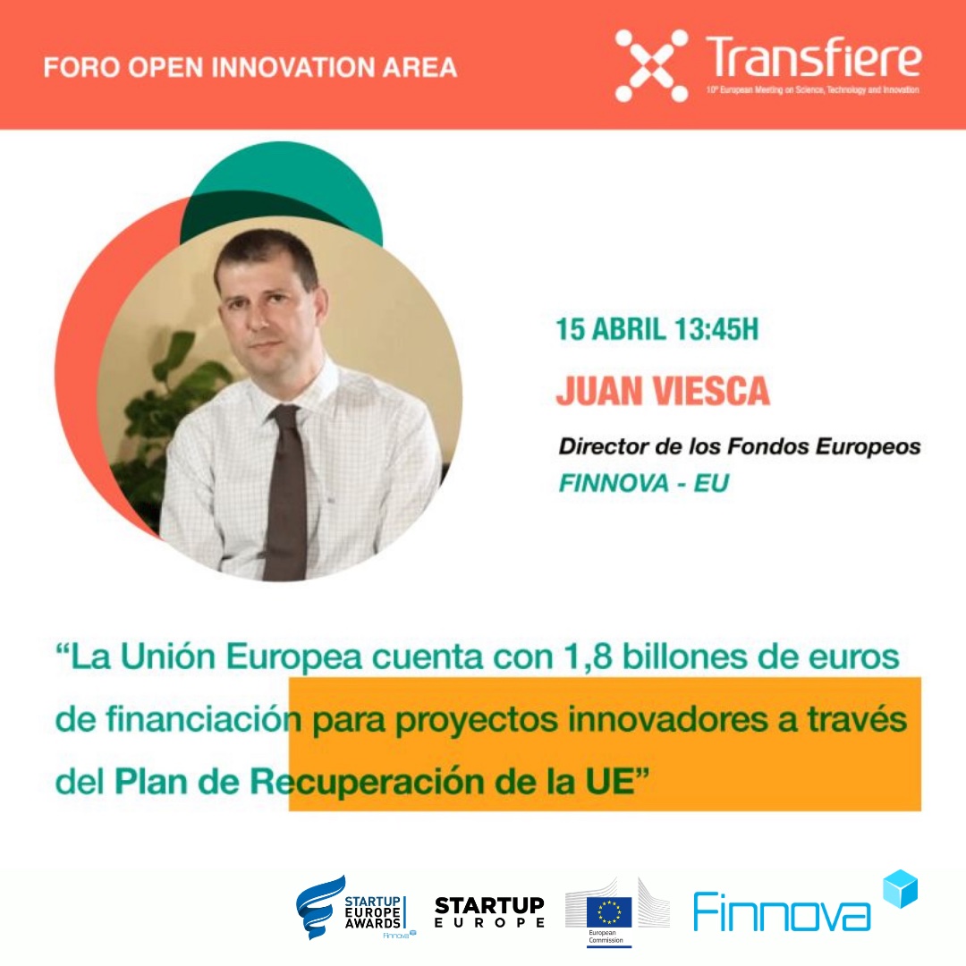StartUpEUAwards's tweet photo. 📣Do you want to know everything about the #EURecoveryPlan #NextGenerationEU🇪🇺 and #Innovation? @JuanViescaEU will talk about it in #ForoTransfiere2021 the 15th April📅
Register in @ForoTransfiere by @Fycma, the largest European fair for the #transferofknowledge and #technology https://t.co/cePnaulZpm