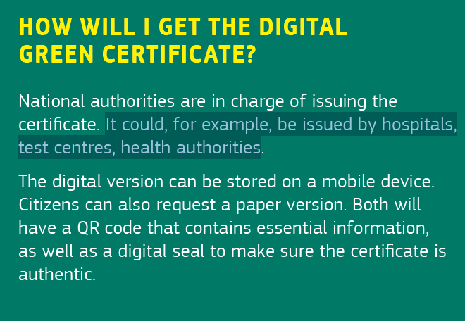 So, security relies on (1) the signing keys being well protected, and (2) that those who can can create signatures are trusted. The framework foresees that DGCs can "be issued by hospitals, test centres, health authorities."