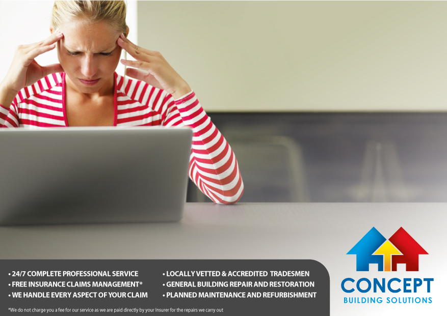 ConceptCBS's tweet image. Do you or one of your customers need a quotation for an insurance claim? Have they asked for two quotations, leaving you frustrated and at a loss? 

Call Concept for the only quote you need! 

We manage the claim and building works to take the pain out of your property claim