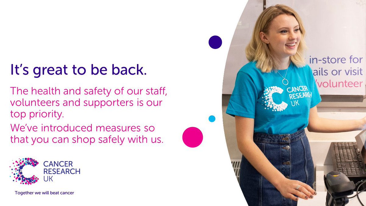 <a href="/CRUKLancaster/">CRUK Lancaster shop</a> #Lancaster it’s Great to be back in our shops and we’re Looking forward to welcoming you back safely.