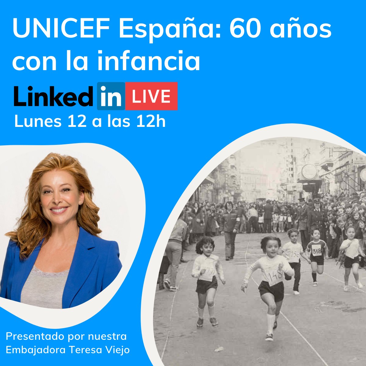 unicef_es's tweet photo. El lunes cumplimos 60 años de trabajo en defensa de los derechos de los niños. Os queremos contar los momentos más emocionantes, nuestros logros y retos. Lo haremos charlando en directo con @TeresaViejo, @fjmartosm y @raquelunicef en LinkedIn https://t.co/AGwYaFGUXE #UNICEF60años https://t.co/F1sgfW85xs