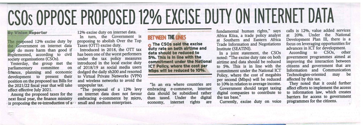 SEATINIUGANDA's tweet photo. Check out today's @newvisionwire newspaper page 34 for some of the @taxalliance_ug proposals on the new Tax Amendment Bills for FY 2021/22.
#TaxBillsUg  
@genoeric1 @AtimCharlotte @FrostProUg @Kera_legendary @herbertk4 @OxfaminUganda @CSBAGUGANDA @actionaiduganda https://t.co/VX15hnpyzE