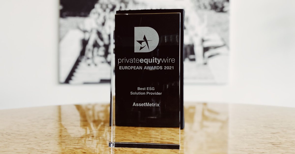 AssetMetrix's tweet photo. Our Private Equity Wire European Award for "Best ESG Solution Provider" arrived at our Munich office today. 🎉 https://t.co/MVm0FcSYTi