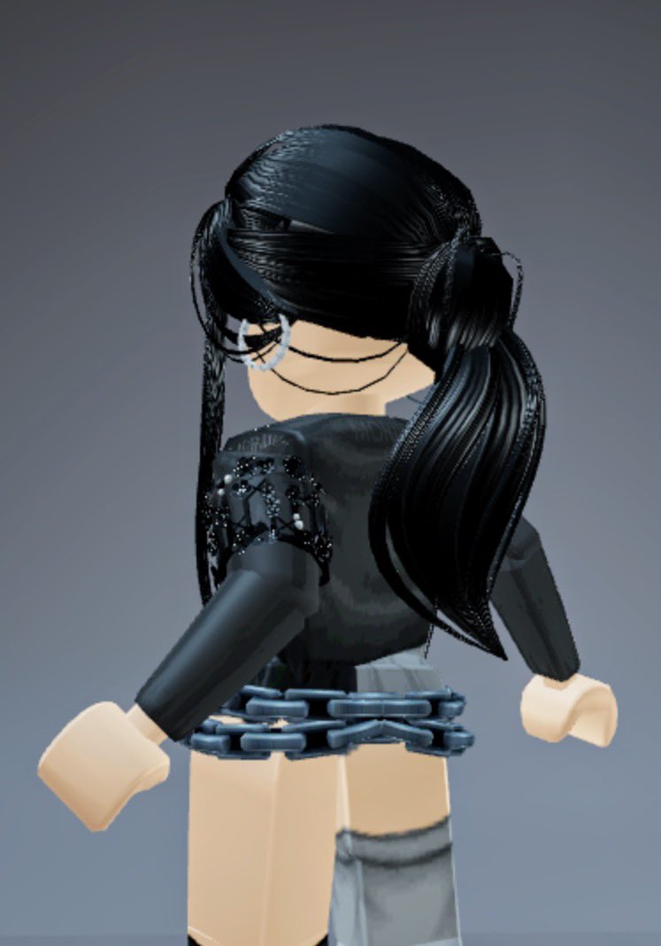 Black Emo Hair With Detailed Ponytail - Roblox