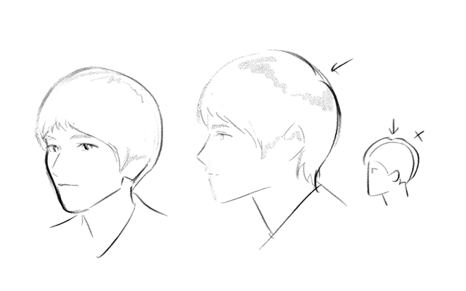今までつむじを真上に描いてた 結構後ろにあるもんなんだな 