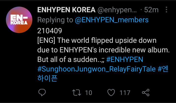 The start of the story.(So basically this is a chain story making. Enhypen started it then an engene have to continue then Enhypen again, asf. It& #39;s a cycle until the story that they created reach a conclusion)