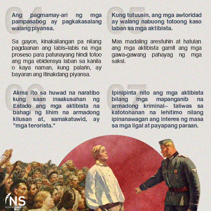 insphofficial's tweet photo. [PRIMER]
Sa naratibo ng militar at ng rehimen, nagmamay-ari ng iligal armas at pasabog ang mga aktibistang kinukulong at kinakasuhan nila. Bakit nga ba naging taktika na ng rehimen ang tanim-ebidensya laban sa mga aktibista?

#StopTheAttacks
#JunkTerrorLaw https://t.co/6wtbrntOCe