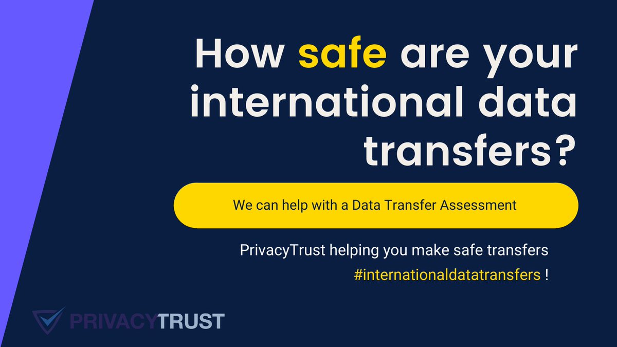 privacy_trust's tweet photo. #international #data #transfers - do you need a #datatransfer #assessment? Did you rely on #PrivacyShield? If so are you now using  #StandardContractualClauses SCCs? https://t.co/s1qDHIdrcK https://t.co/S8q7tzCki0