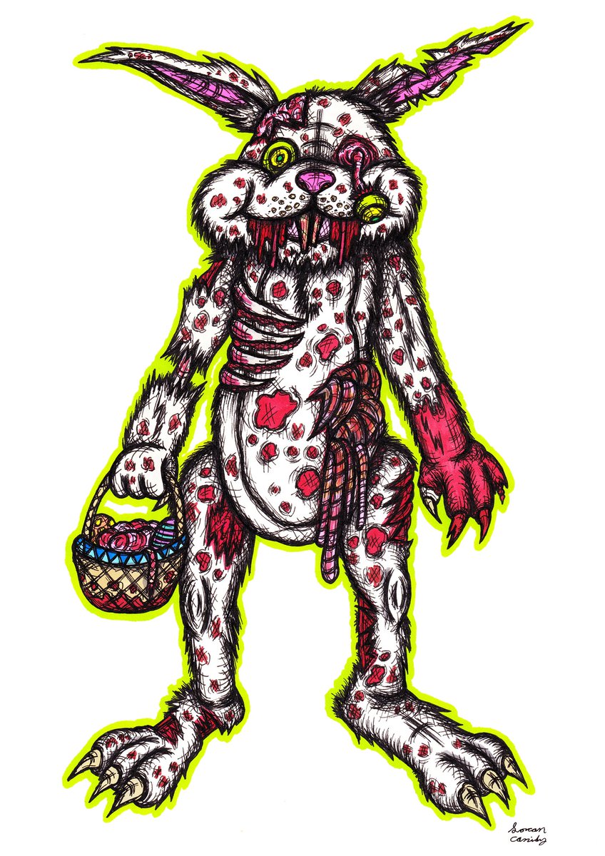 Easter Zom-Bunny.
#art #drawing #illustration #ink #animal #rabbit #bunny #easterbunny #easter #eastereggs #happyeaster #monster #creature #undead #zombie #weird #strange #creepy #macabre #gutsandgore #blood #gross #horror #horrorart #irishartist #dublinart  #lorcancassidy