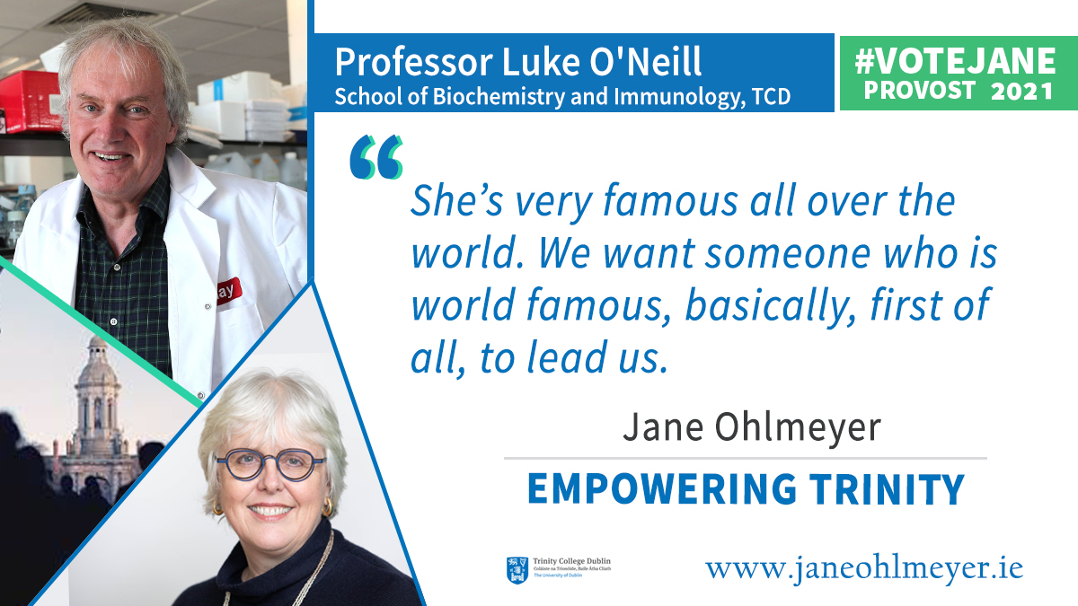 (16/17) Above all, Trinity is about community. This is what ties all my supporters together. I will put people first & empower our community to be civic- & creative-minded thinkers who care about the world & the people in it  #TCDProvost2021  #VoteJane