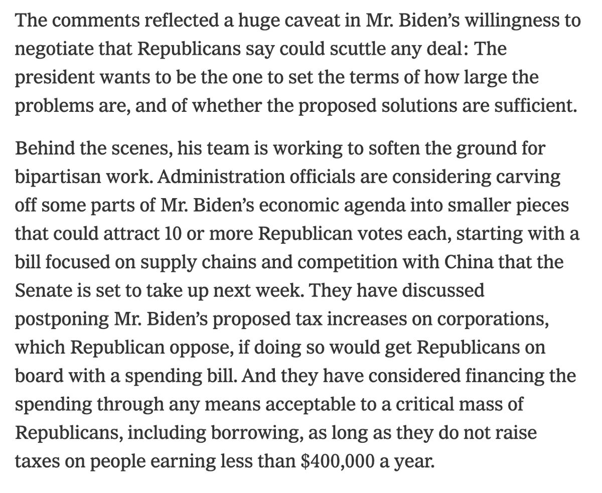 ...or even paying for some big chunk of infrastructure with borrowing, as some biz groups want, IF that's what it takes to get 10-plus Republicans onboard in the Senate. 4/