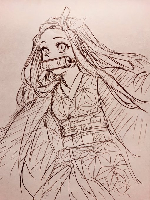 禰豆子、善逸、伊之助 落書き 