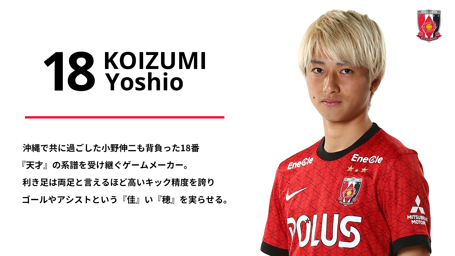 浦和レッズ　2021 プリントユニフォーム　18 小泉佳穂 浦和レッズ 2021 レプリカユニホーム 小泉佳穂 Sサイズ