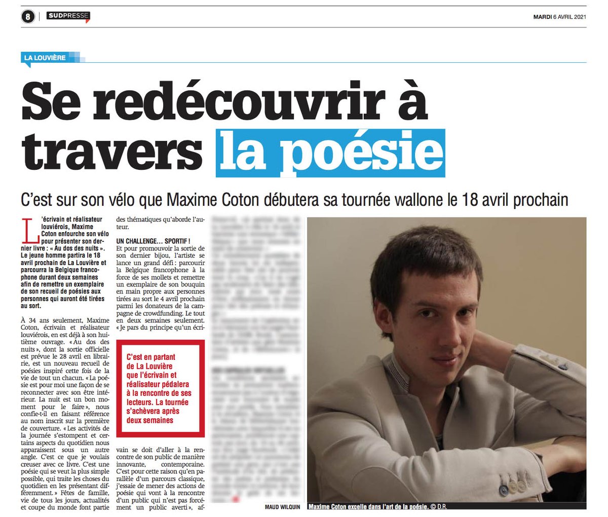 MaximeCoton's tweet photo. Il a été question du TOUR DU LIVRE dans la Nouvelle Gazette, ce mardi. L'occasion d'évoquer l'esprit général du projet... @Tetras_Lyre https://t.co/vN9z6g0h1E
