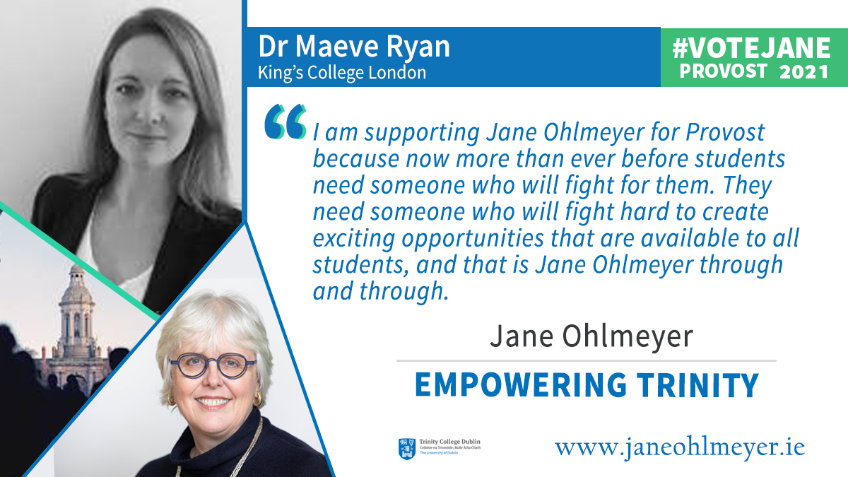 (14/17) Over the course of the campaign, I was humbled to receive so many emails from former students who wanted to extend their support & encouragement. A Trinity education is about preparing a person for life and I love to stay in touch.  #TCDProvost2021  #VoteJane