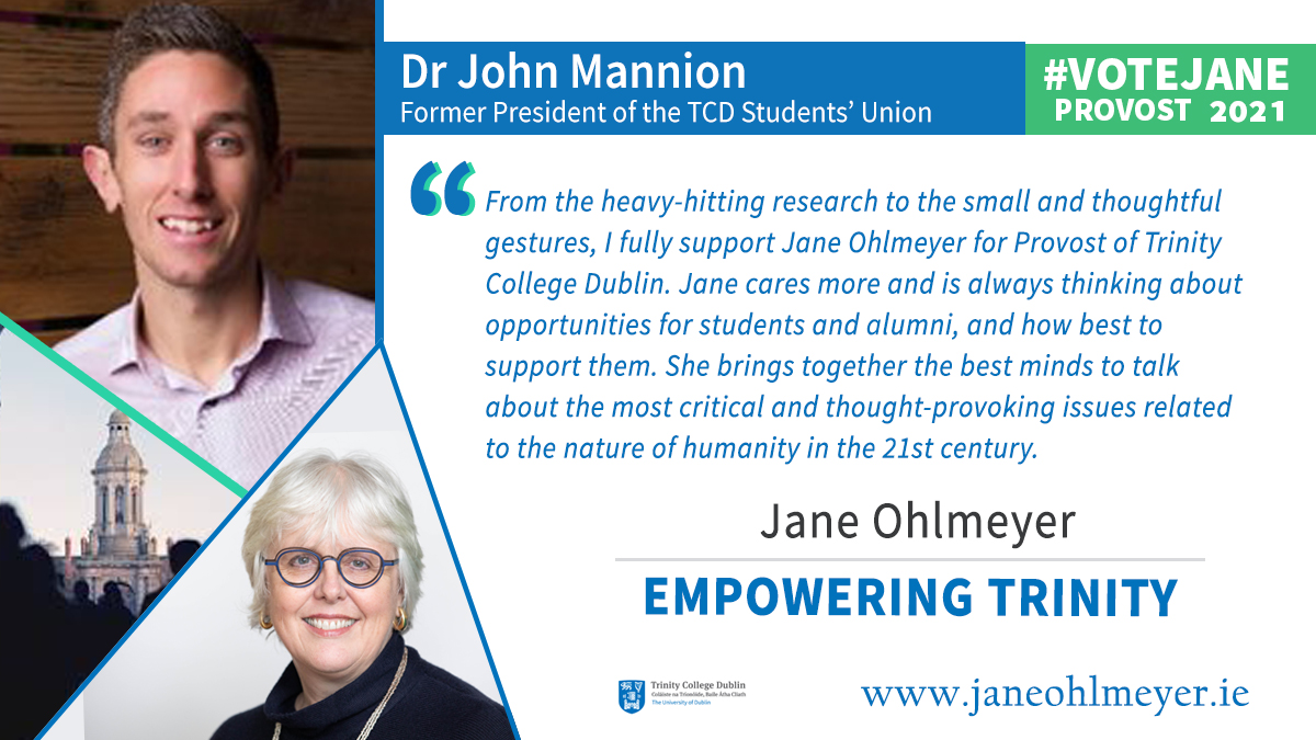 (14/17) Over the course of the campaign, I was humbled to receive so many emails from former students who wanted to extend their support & encouragement. A Trinity education is about preparing a person for life and I love to stay in touch.  #TCDProvost2021  #VoteJane