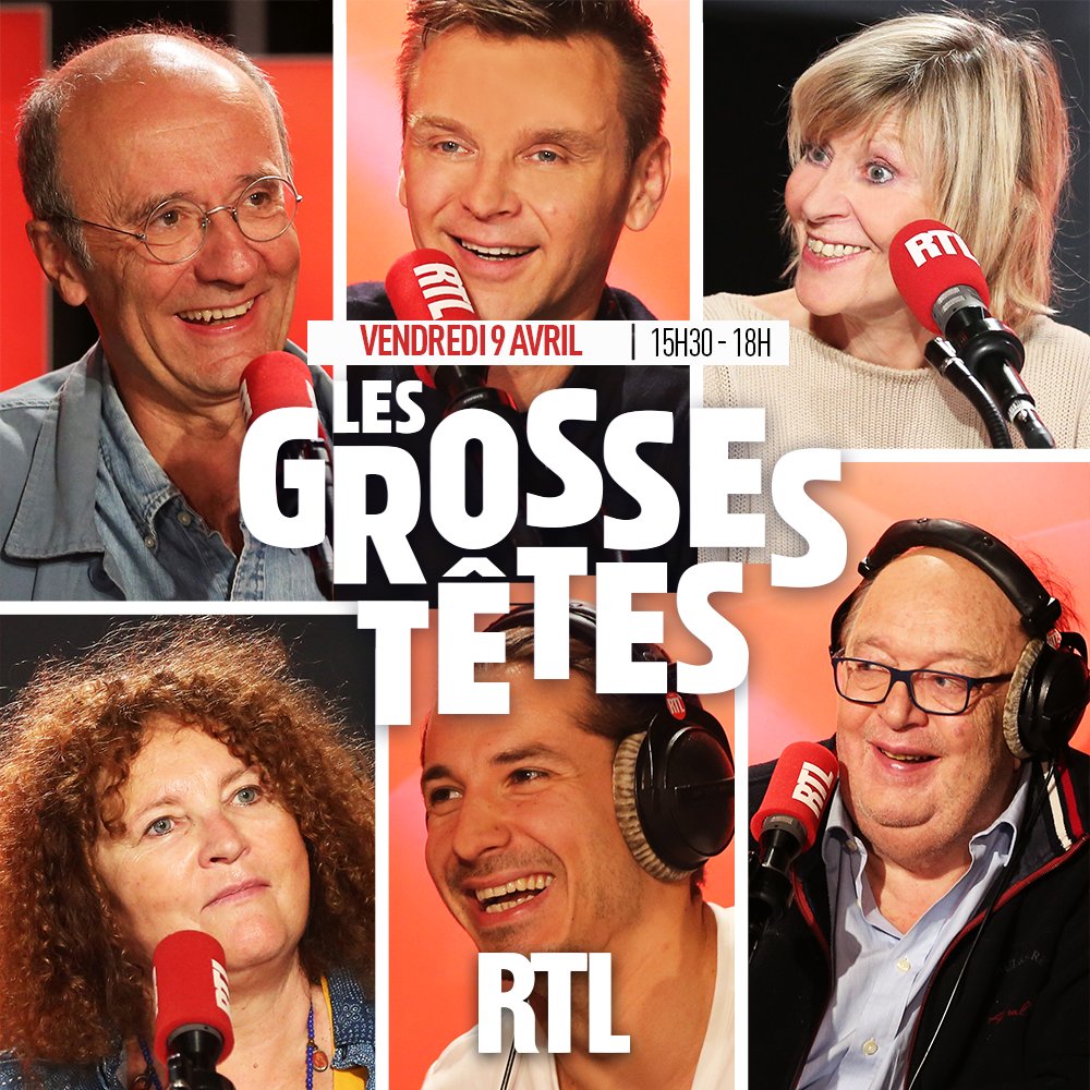 GrossesTetesRTL's tweet image. ✈✏😁🎭🎞🎬 Bonjour à tous ! Découvrez #LesGrossesTêtes de ce vendredi #9avril ❗❗ Autour de @ruquierofficiel aujourd'hui : @chantalladesouO, @BernardMabille,  #ValérieMairesse, @JeremyFerrari,
@GeluckOfficiel et @Jeanfi_Janssens 😌⛅ Rendez-vous à 15h30 sur @RTLFrance ! ⏰