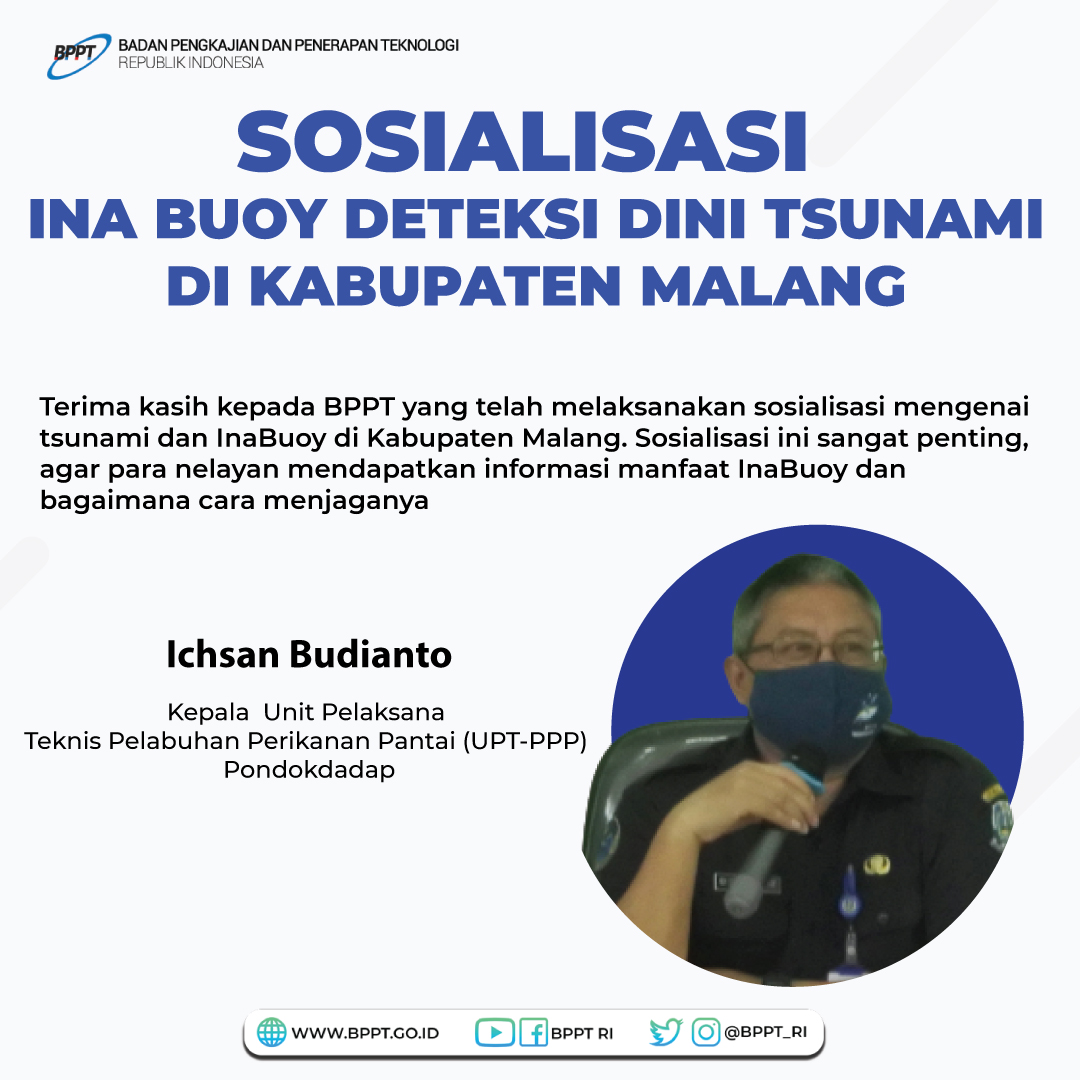 BPPT_RI's tweet image. Kepala UPT-PPP Pondokdadap Ichsan Budianto menyampaikan terima kasih kpd BPPT yg telah melaksanakan sosialisasi mengenai tsunami dan InaBuoy di Kab. Malang. Menurutnya acara ini penting agar para nelayan mendapatkan informasi tentang InaBuoy serta cara menjaganya.
