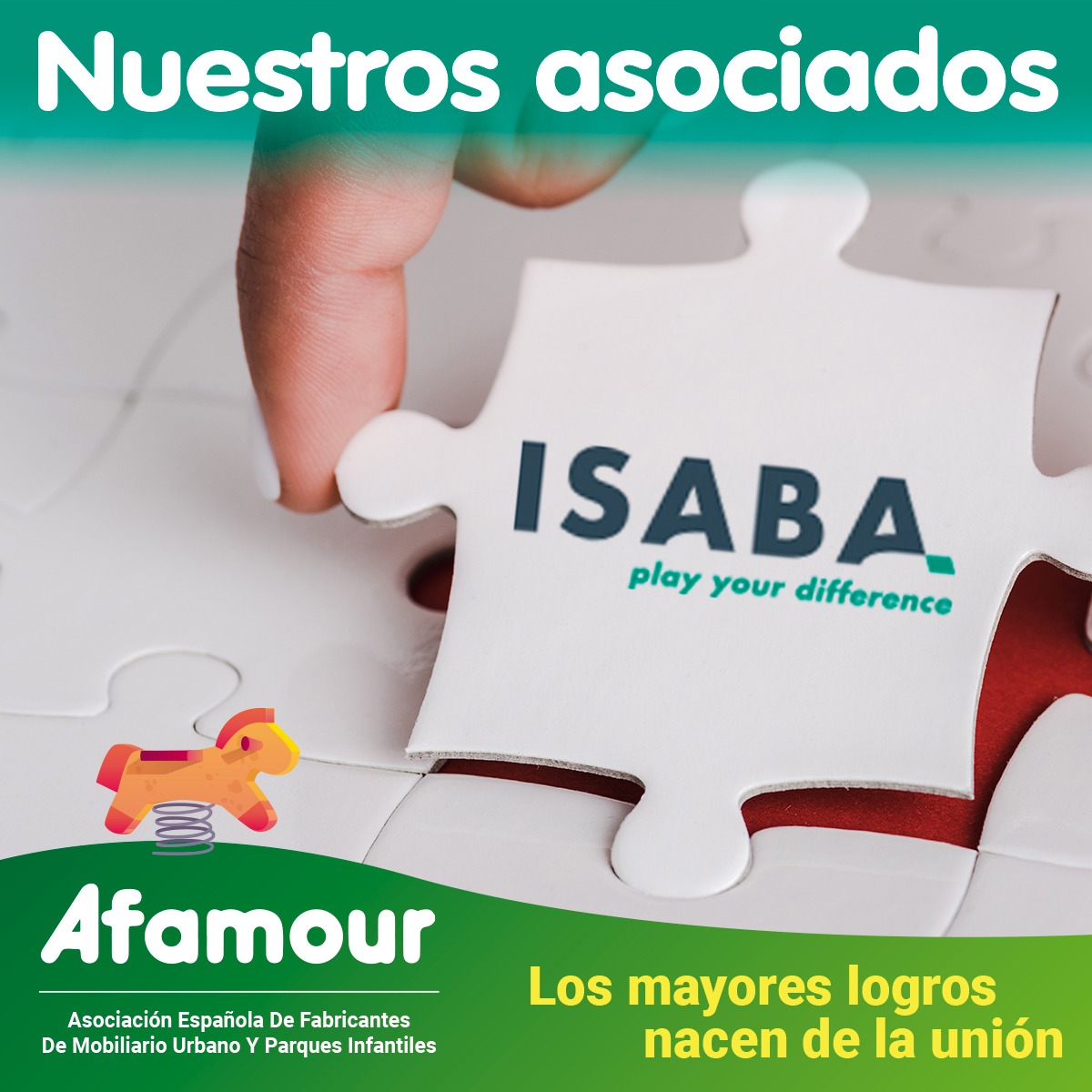 Afamour_ES's tweet photo. Nuestro #socio @IsabaProjects, es pionero en la fabricación de #ParquesInfantiles en madera. Su vocación es lograr el aprendizaje y el conocimiento a través del juego.

➡️Conoce su labor en: https://t.co/abcsTAOeAe

Los mayores logros nacen de la unión 💚
#AfamourSocios https://t.co/U5ktrN6jzM