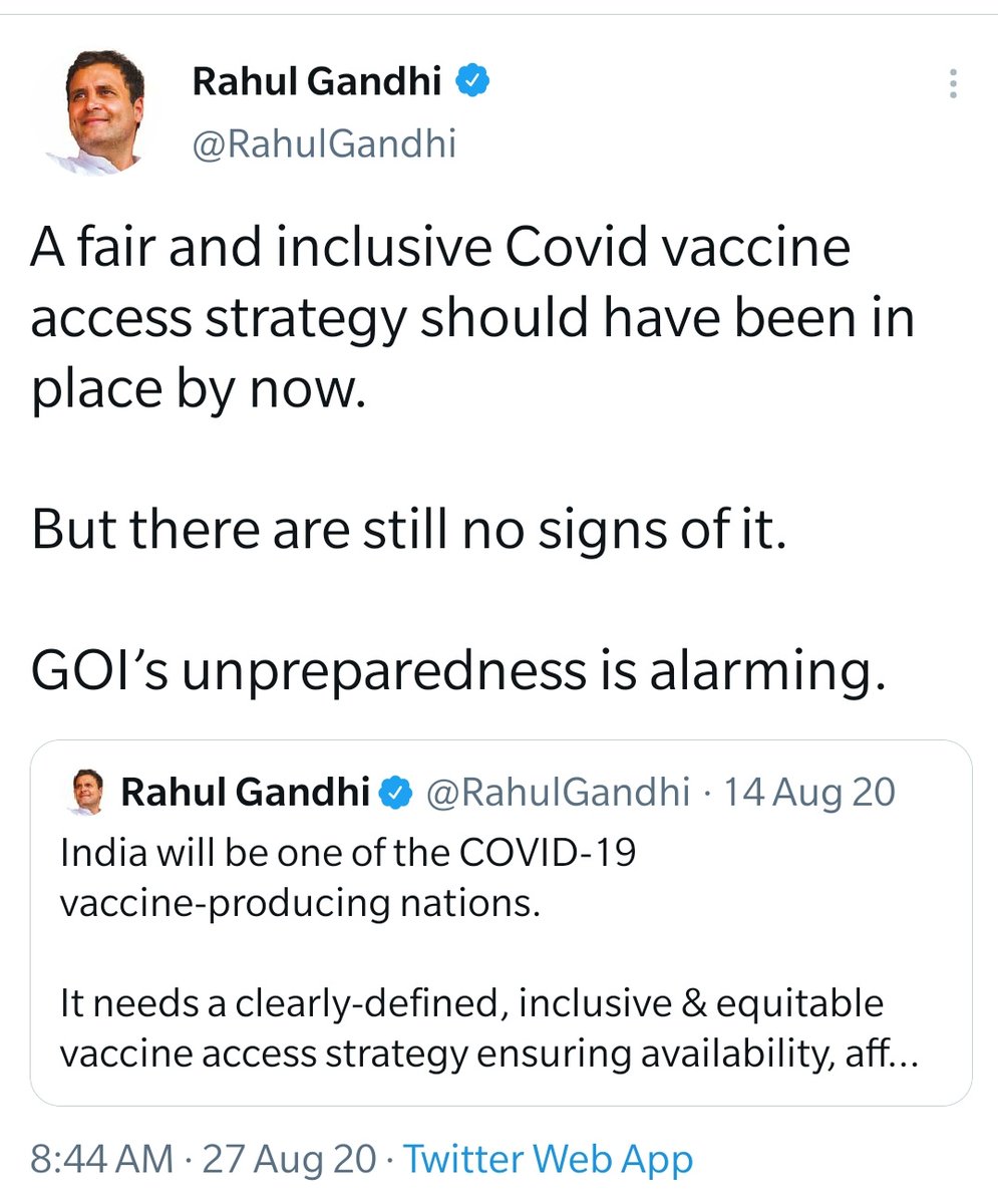 He reminded the govt AGAIN in late August 2020 and asked them to put an inclusive vaccine access strategy in place. They didn't. Had he been PM, things would've been so much different.