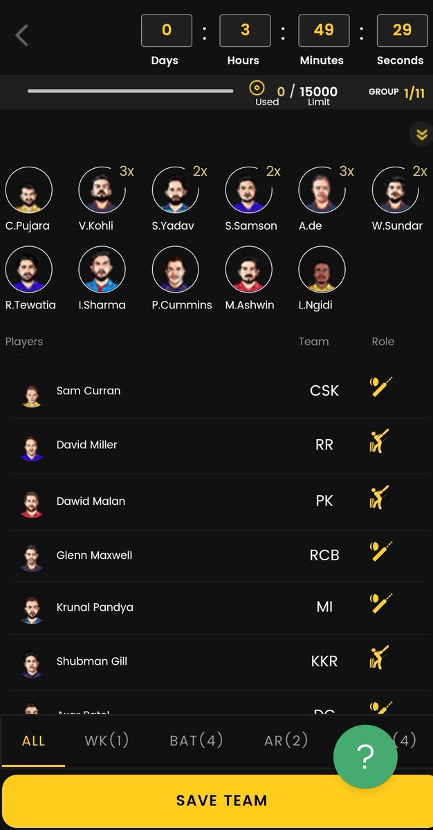 Im_g0vind's tweet photo. My team is all set for the next 5 matches on @cricstratgame!

Trying out the long format fantasy for the first time. This will be damn exciting!
@BernardBihari  @adeshra_aahan @mann_dhanik  @parujain0909 game on booois!

#MIvsRCB #PlayBold #Maxwell #lockdown #ViratKohli https://t.co/ESxzXiQ5t2