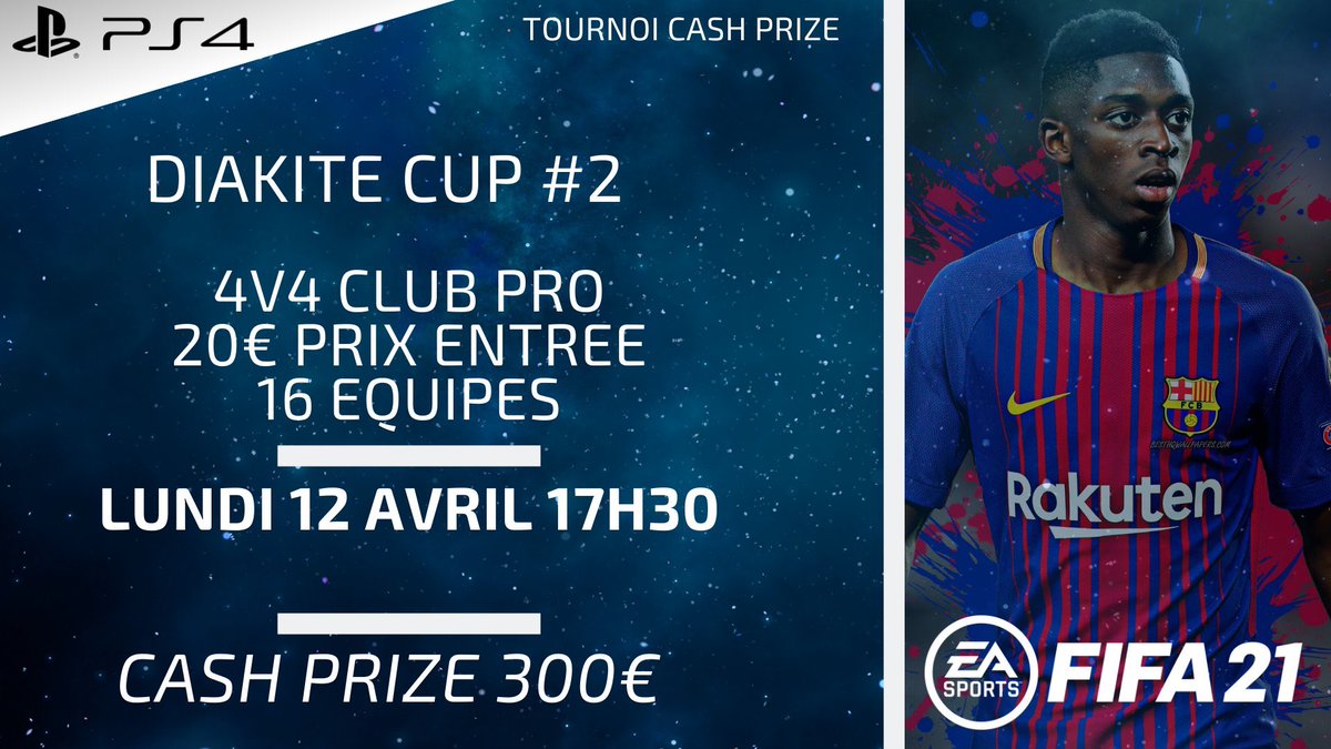 Salut,
J’organise la deuxième édition Diaki cup à 16 équipes. 
N’hésitez pas à venir vous inscrire.
RT et apprécié.

Hello,
I organize the second edition of Diaki Cup, 16 teams.
Come to registrer.
RT and appreciated.