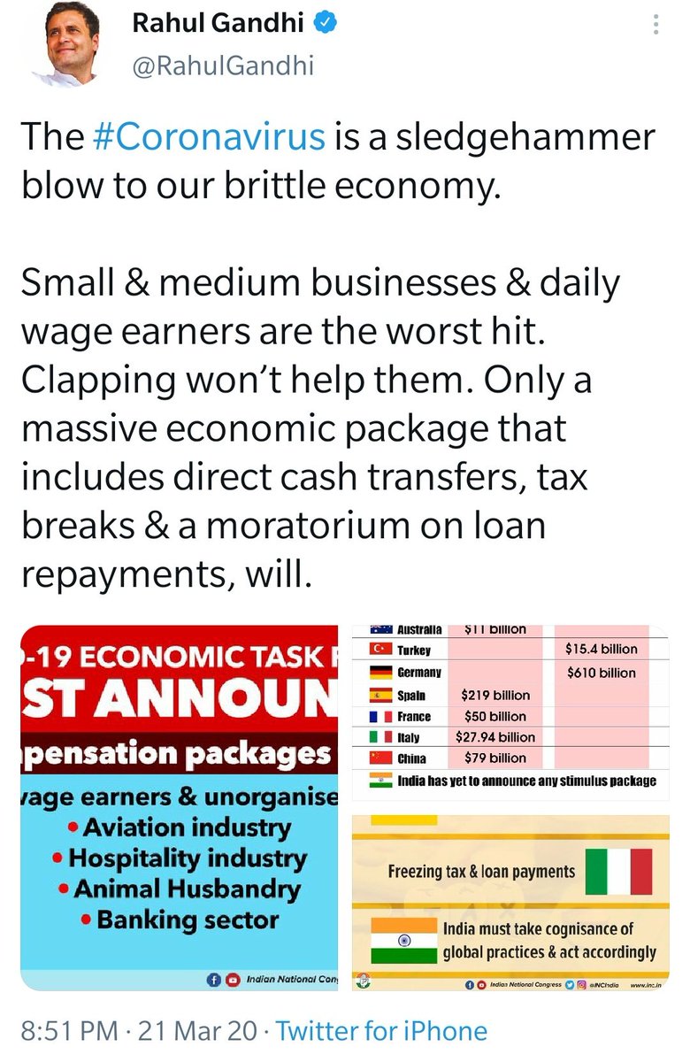 Had  @RahulGandhi been PM, he would've taken measures to control the destruction of our economy due to COVID in March 2020 itself, while the current govt was actually busy destroying it.