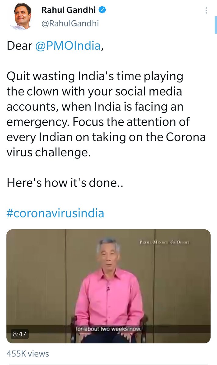 Had  @RahulGandhi been PM, he would not play silly Social Media games, instead he would take real concrete action to stop the spread of the virus.