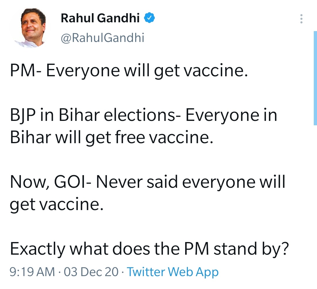 Had  @RahulGandhi been PM, we would never see such fake promise and double standards.