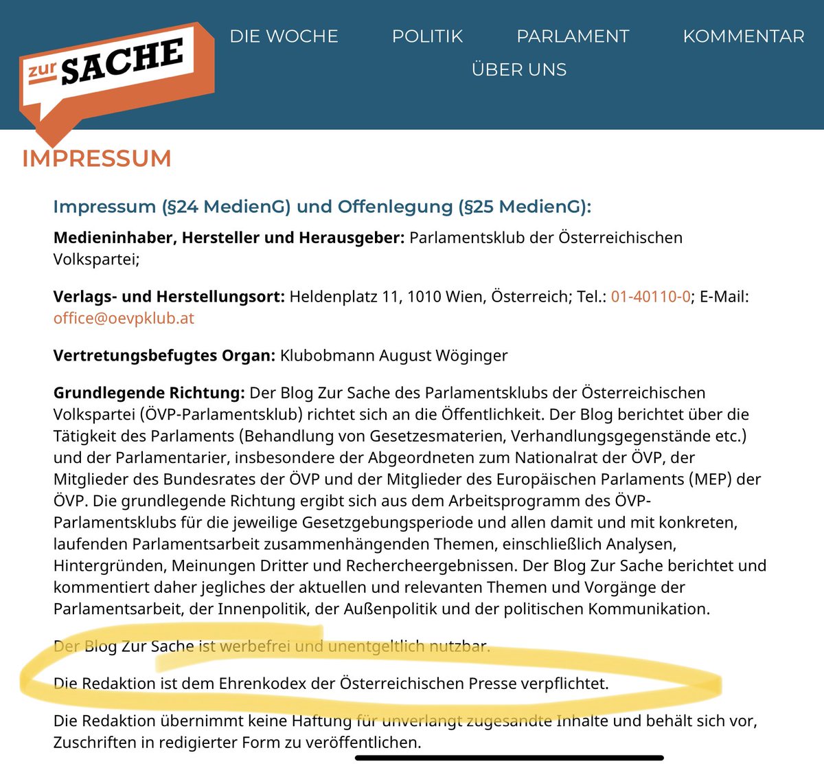 Die Parteizeitung fühlt sich angeblich „dem Ehrenkodex der österreichischen Presse verpflichtet“. Ich bin nur nicht sicher, wie das mit der „Berichterstattung“ zusammenpasst.Hier der Ehrenkodex nochmal zum Nachlesen:  https://www.presserat.at/show_content.php?hid=2