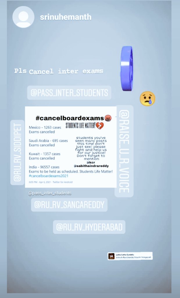 b_saisrikar's tweet photo. Please think about inter students Corona cases are increasing and in college not completed how they will write exams in this pandemic @SabithaindraTRS #passinterstudent @TV9Telugu @V6News @TelanganaCMO #JusticeForStudents @StudentUnion1 please think about students https://t.co/Al8puYHzk0