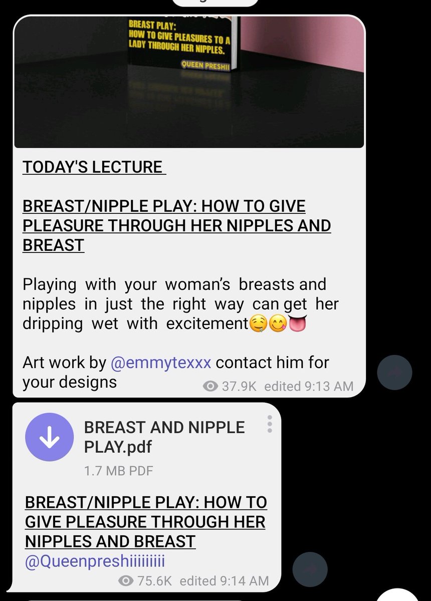 Ladies in the house join my channel and read this topic on "HOW TO BREASTFEED YOUR MAN" and also read the complete guild on "HOW TO SUCK BREAST"Join here   https://t.me/joinchat/Vg2Lma9eDcL9_CYRAnd here  https://t.me/joinchat/0WLE4T6XcBEzZTM8BREAST IS LIFE