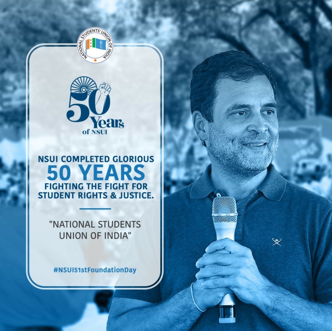 MPCCVVibhag's tweet photo. A democratic student organization that has been a gateway for making leaders not just in politics but in many fields, that boasts about its history and the 1000's of leaders it has been moulding in the glorifying 50years.
#50YearsofNSUI
#NSUI51stFoundationDay
@nadeeminc @nsui https://t.co/5pmd2mldnj