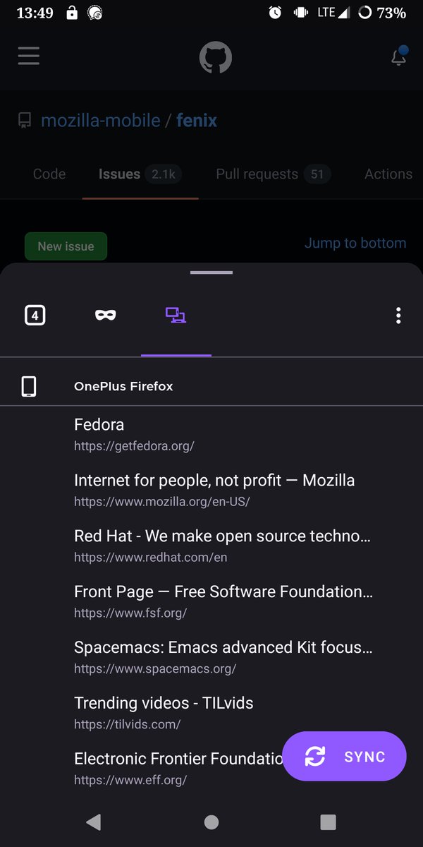 Wow! New sync tabs in the tab tray!