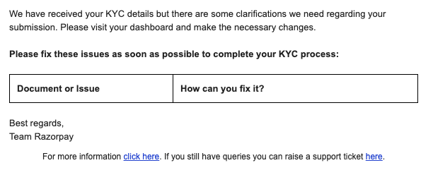 greymurmurs's tweet photo. @Razorpay @RazorpayCare I'm having a tough time with your KYC back and forth for a new account for the same business even though I'm an existing customer. Can someone please call me and sort this out? Merchant ID GsARLNvDWnt2NS . P.S: Issues and solutions are blank here. https://t.co/Igjrm80ZIg