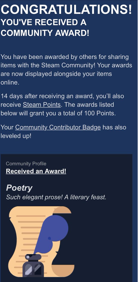 poisonedheart77's tweet photo. ...so I just saw this in my email. Which friend gave me this or who read my poetry book & liked it? #FeelingAppreciated #SteamAwards #SweetestGift https://t.co/IQEUWJpWz8
