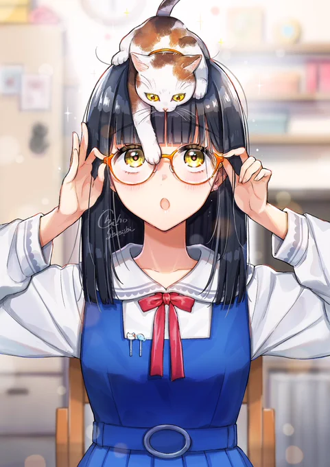 猫とおニューのメガネ??
#創作 #猫 