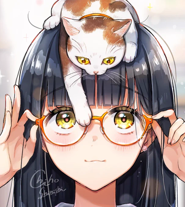 猫とおニューのメガネ??
#創作 #猫 