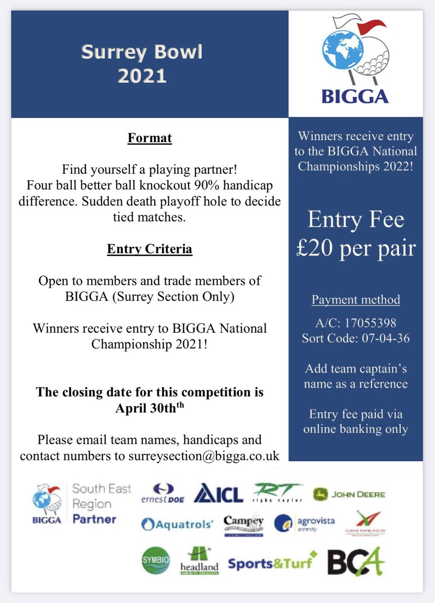 Surrey Bowl entries now open. See attached flyer for details.
