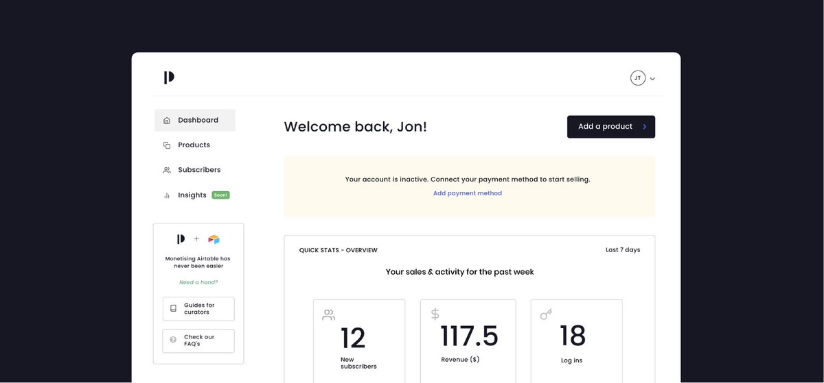 J__Rosen's tweet photo. Love the smell of progress! 

Working on the @paytable dashboard stats design &amp; build today. 

Hoping to pull this data directly form stripe when I finish with the layout. 

#ui #uidesign #saasbuild #buildinpublic #nocode @bubble https://t.co/EDat0gFNDE