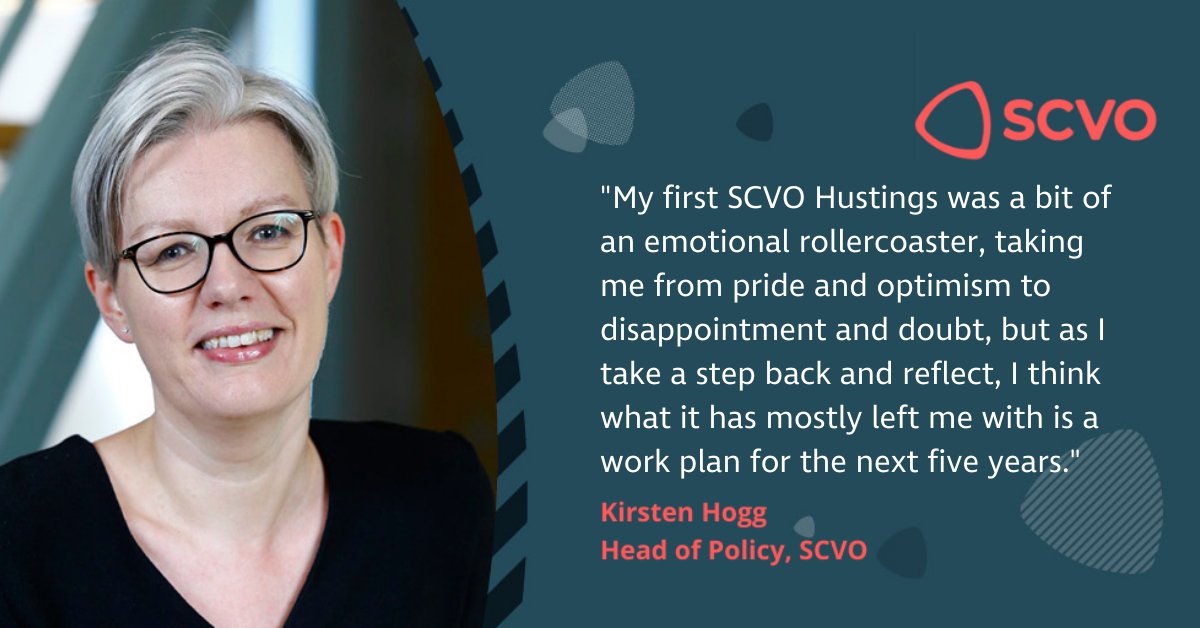 scvotweet's tweet photo. Lunchtime read: in her latest blog our Head of Policy @KirstenHogg reflects on #SCVOhustings &amp; why she feels the voluntary sector needs a strong collective understanding of the solutions as well as the problems if we want to influence meaningful change https://t.co/BCyjf2t7Ld https://t.co/AvKESjrD5K