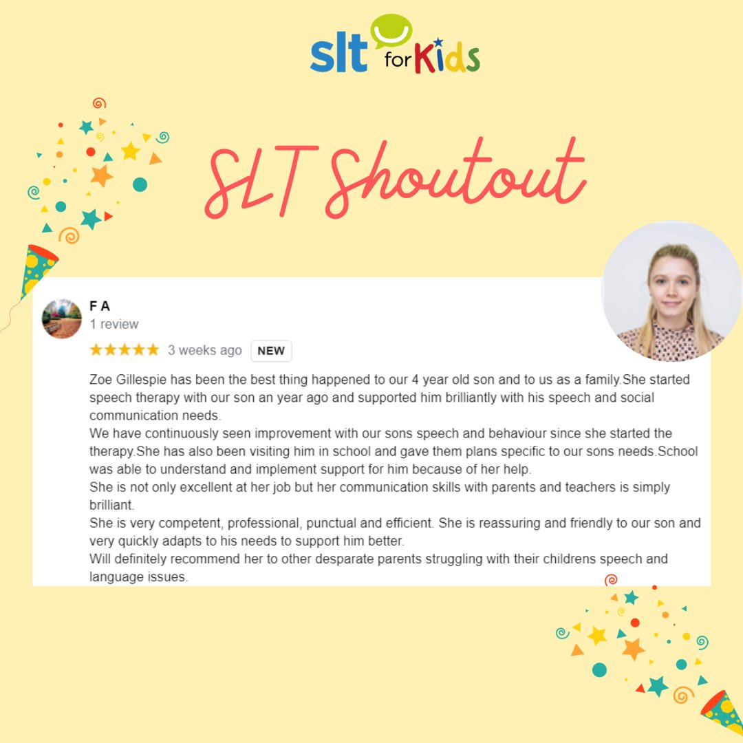 We want to end the week by saying a huge well done to our amazing therapist Zoe! 🌟🎉 We are so proud of Zoe, who recently received a glowing 5 star review from the family of a child she has been supporting. It's so wonderful to see the impact speech &amp; language therapy can have!