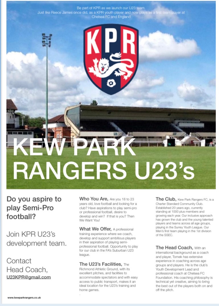 KPR is lauching an U23s team to link its youth football to First XI.