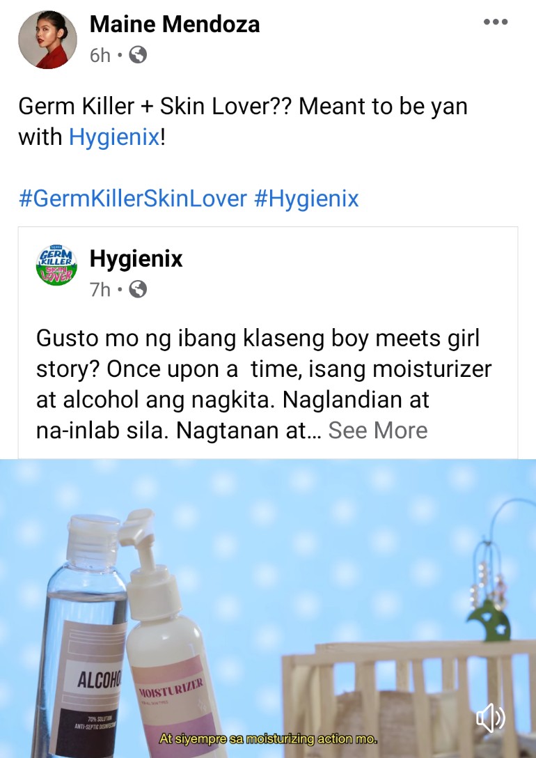 violahabon's tweet image. Germ Killer + Skin Lover? @hygienix_ph @mainedcm 

MainersUniteFor Maine Mendoza 
#MaineMendoza 
#GermKillerSkinLover #Hygienix