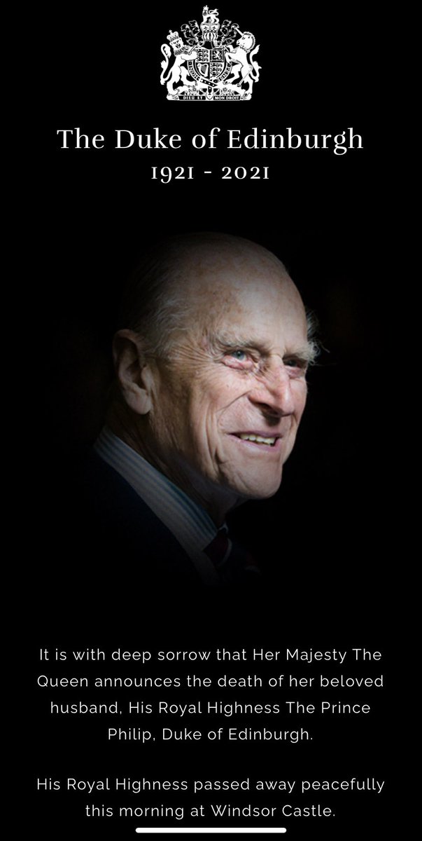 Royal website has gone black with statement on death of Prince Philip
