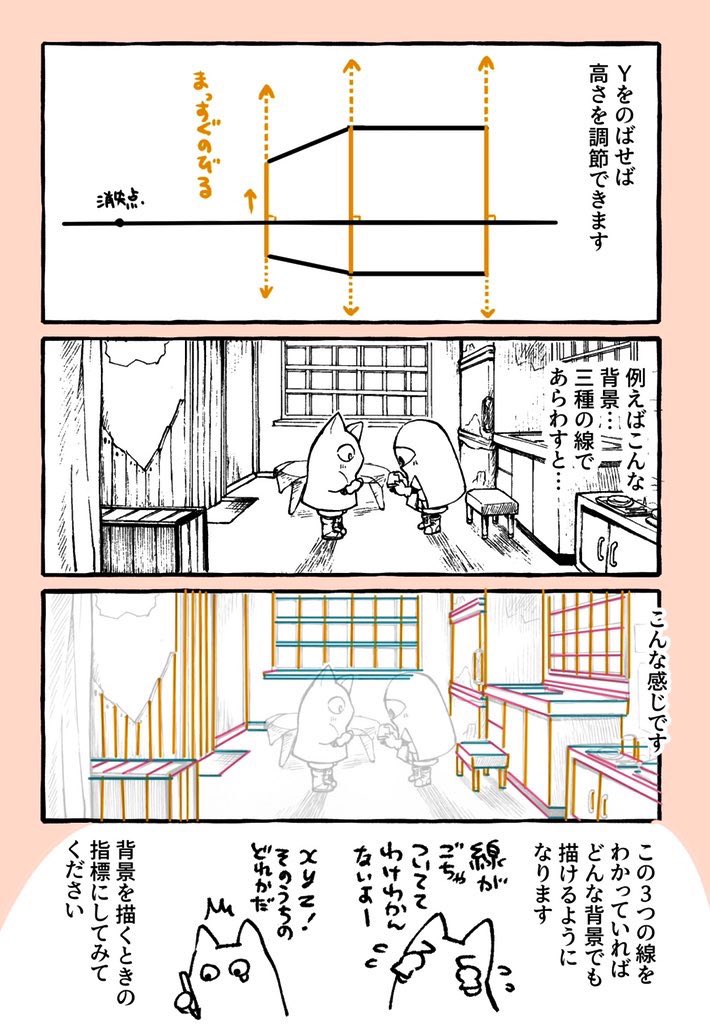 背景描き方漫画?再揚!背景を描く時3つの線意識するといいよ〜 